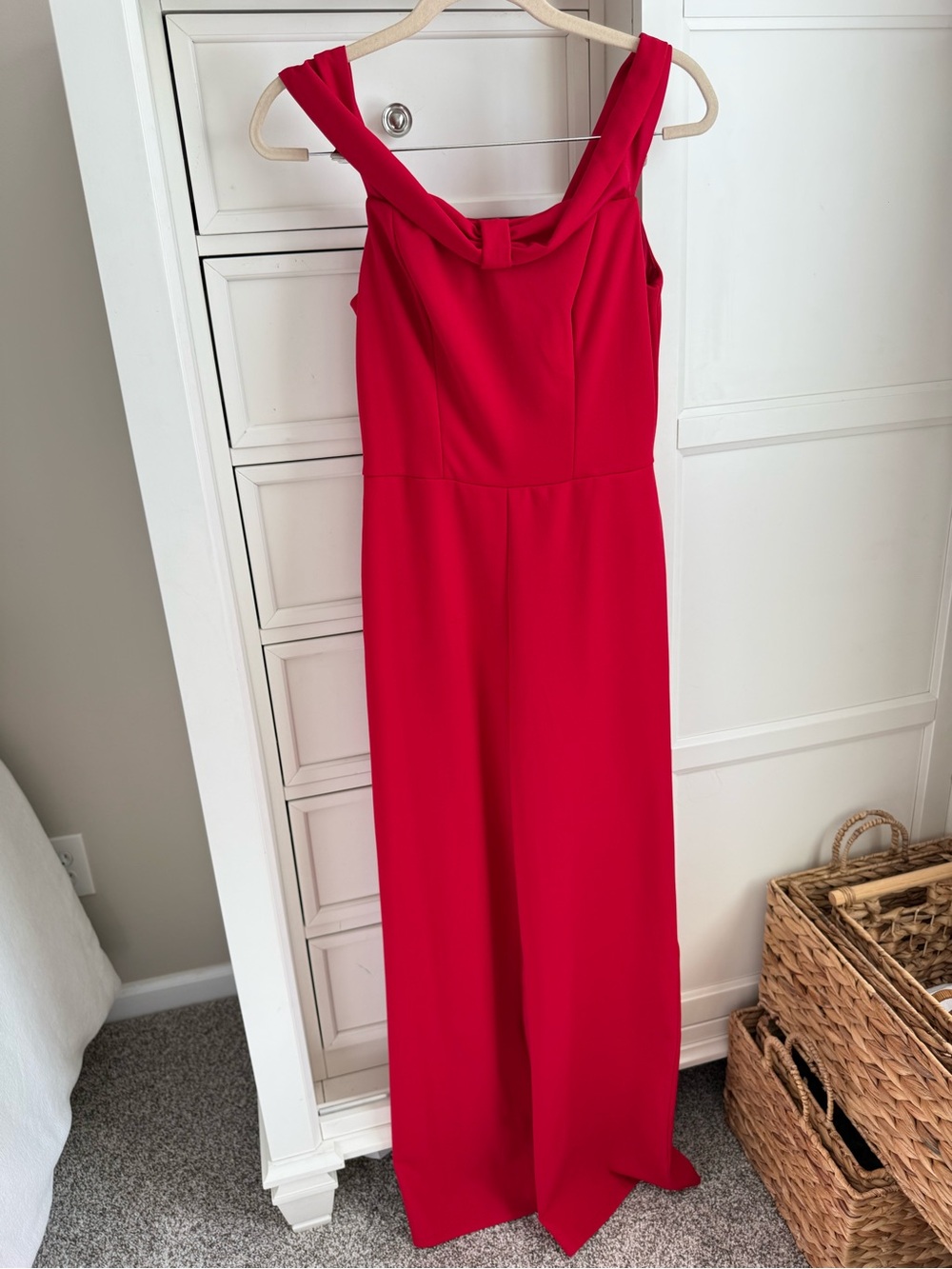 CRYSTAL SKY Red Sleeveless Wide-Leg Jumpsuit